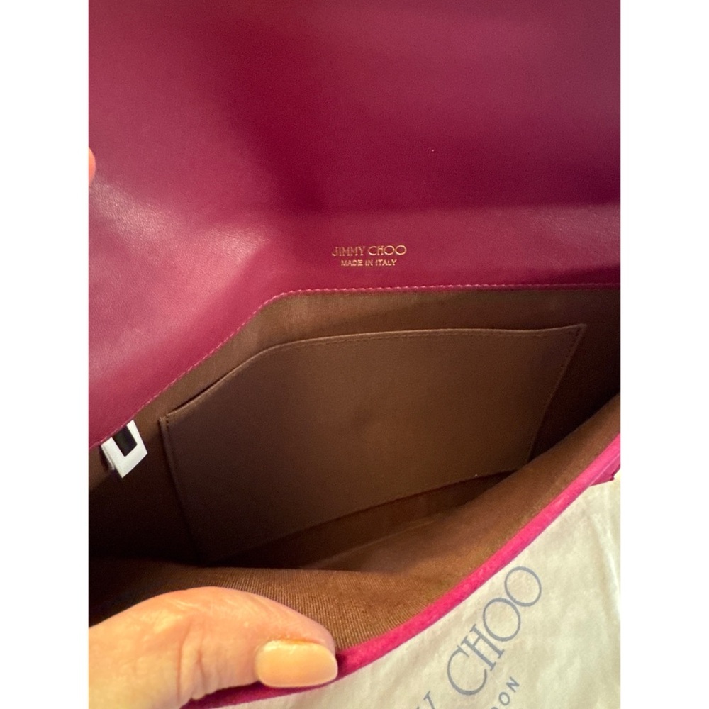 Jimmy Choo Burgundy Leather & Suede Envelope Clutch - Picture 5 of 6